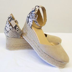 Nine West Ariela Snakeskin Espadrille Wedge Sandals Size 7.5M NWOT